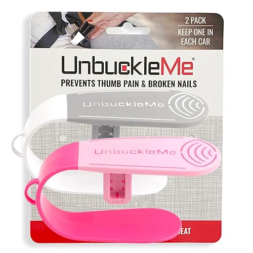 UnbuckleMe Car Seat Buckle Release Tool - Pink & Gray 2 Pack - Buy one for Each Car or Give One to a Friend - Jamouz