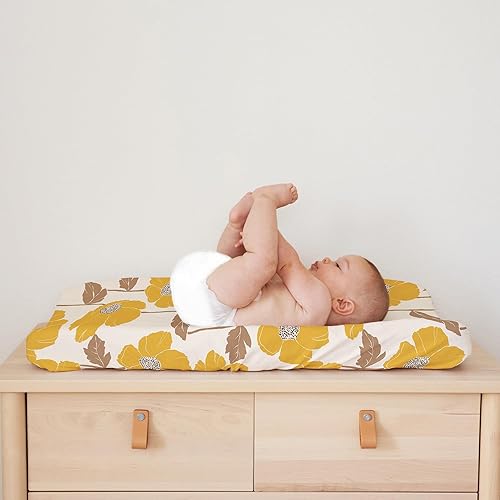 Baby Changing Pad Cover 2-Pack for Girls (Fleurette) - Premium Fitted Sheets Baby Diaper Changing Table Cover - Buttery Soft Cotton Blend - Jamouz