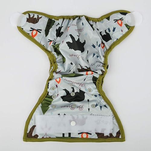 Baby Cloth Diaper Cover Nappy Hook and Loop Double Gusset 6.6lbs to 33lbs (Rabbits Wolves) - Jamouz