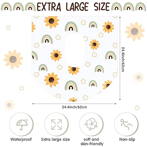 50 Pack Toilet Seat Covers Disposable Large Waterproof Toilet Covers for Toddlers Kids Adult Individually Wrapped Portable for Travel Toddler Potty Training for Public Restroom Trip(Flowers, Rainbow) - Jamouz