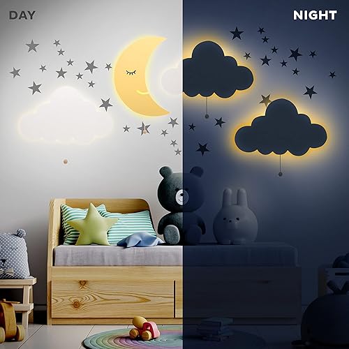 Lumipets Lighted Balloons, Nursery Night Light, Wall Mounted Lighted, Battery Operated Cloud Light Sign–Lightweight Kids Night Light for Babies, Toddlers, Kids - 17.7 x 11.2 x 1.5-in - Jamouz