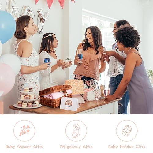 Baby Shower Gifts, Baby Gifts for Girls Boys, Unique Baby Gifts Basket Essentials Stuffs - Baby Lovey Blanket Newborn Bibs Socks Wooden Rattle & Greeting Card, Newborn Baby Gift Set - Jamouz