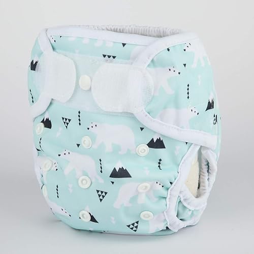 Baby Cloth Diaper Cover Nappy Hook and Loop Double Gusset 6.6lbs to 33lbs (Rabbits Wolves) - Jamouz
