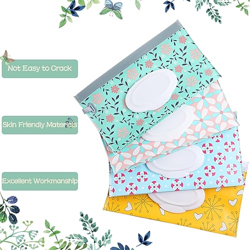 FEBSNOW 4 Pack Baby Wipe Dispenser, Portable Refillable Wipe Holder, Baby Wipes Container, Wipe Dispenser, Reusable Travel Wet Wipe Pouch (Geometric) - Jamouz