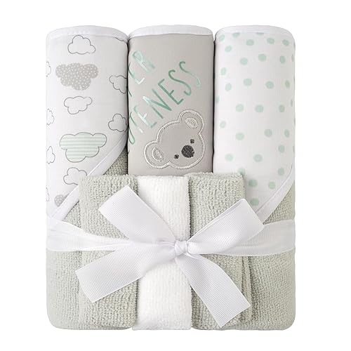 Viviland Baby Towels and Washcloths, Soft Absorbent Pink Baby Bath Towel Set, Elephant Hooded Towels with 5 Infant Face Washcloths (6 Pieces) - Jamouz
