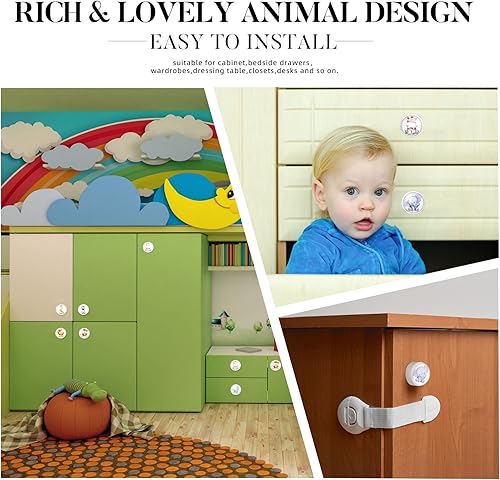 Fumete 12 Set Safari Jungle Animal Drawer Knob Pulls Round Soft Rubber Silicone Cabinet Drawer Knobs for Boys Girls Kids Dresser Nursery Closet Kitchen Cabinet - Jamouz