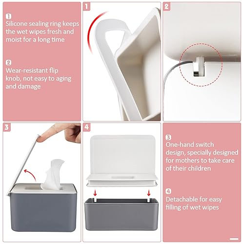 Diaper Wipes Dispenser Wipes Holder, Wipes Tissue Case Keeps Wipes Fresh Tissue Wipes Container with Lid (Blue) - Jamouz