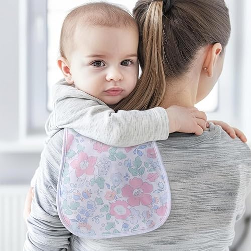 Ultra-Soft Cotton Burping Clothes - Large, Absorbent, Waterproof Baby Burp Cloths in Cute Unisex Designs 5 Pack (pink01) - Jamouz