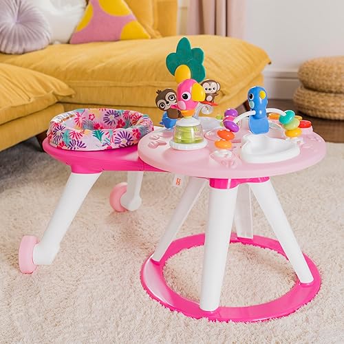 Bright Starts Around We Go 2-in-1 Baby Walker, Discovery Activity Center and Table, Tropic Cool, Ages 6 Months+ - Jamouz