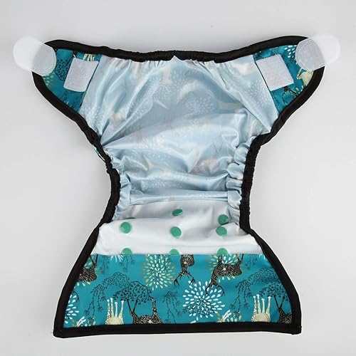 Baby Cloth Diaper Cover Nappy Hook and Loop Double Gusset 6.6lbs to 33lbs (Rabbits Wolves) - Jamouz