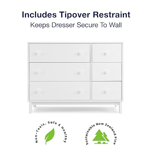 GAP babyGap Legacy 6 Drawer Dresser with Interlocking Drawers - Greenguard Gold Certified, Bianca White - Jamouz
