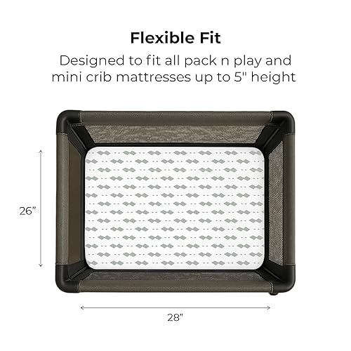 Pack n Play Sheet, Playard, Portable Crib Fitted Sheets 2 Pack - 100% Jersey Cotton for Baby Girl Pink Butterflies + Stripes - Jamouz