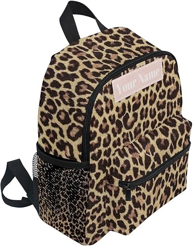 Custom Preschool Backpack with Chest Strap,Personalized Backpack with Name/Text Daycare Bag,Leopard Print Cheetah Animal Nursery Bag Diaper Bag,S - Jamouz