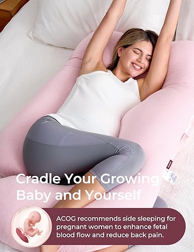Momcozy Pregnancy Pillows for Sleeping, U Shaped Full Body Maternity Pillow with Removable Cover - Support for Back, Legs, Belly, HIPS for Pregnant Women, 57 Inch Pregnancy Pillow for Women, Grey - Jamouz
