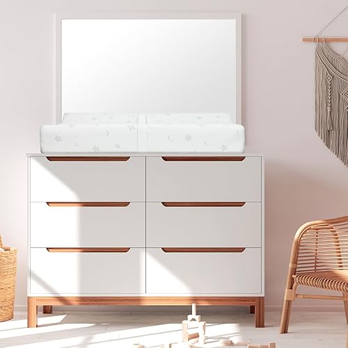 Mini Baby Changing Pad 27 x 16 with Cover for Combo Crib with Changer & Dresser, Waterproof & Non-Slip, Small Diaper Contoured Foam Changing Table Topper - Jamouz