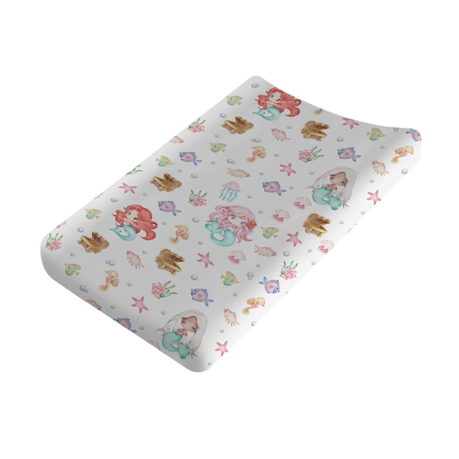 Sea Animals Changing Pad Cover Ocean Animals Corals Sea Weeds Baby Nursery Diaper Changing Pad Sheets for Boys Girls Soft Breathable Stretch Fitted Changing Mat Cover 32''x16'' - Jamouz