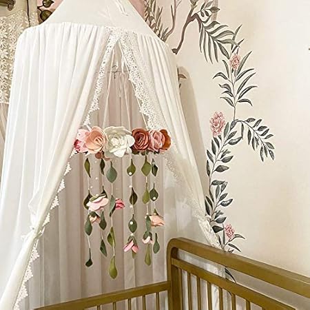 Kids Bed Canopy with Lace Hanging Canopy Net for Baby Crib Nook Castle Game Tent Nursery Play Room Decor (butterfly) - Jamouz