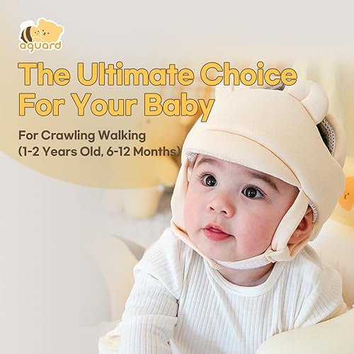 Organic Baby Head Protector - GOTS Certified Cotton Helmet for Crawling & Walking Infants and Toddlers (Bear(Renewal)) - Jamouz