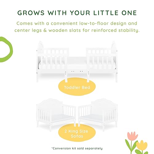 Rose 3-in-1 Convertible Toddler Bed in Blush Pink, Greenguard Gold Certified, JPMA Certified, Safety Rails, Made of Sustainable New Zealand Pinewood - Jamouz