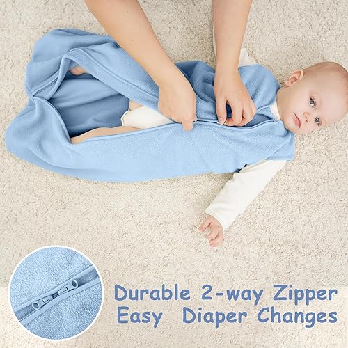 Looxii Fleece Baby Sleep Sack 0-6 Months 2 Pack 1.5 TOG Baby Wearable Blanket with 2-Way Zippers Soft Warm Toddler Sleeping Sack - Jamouz