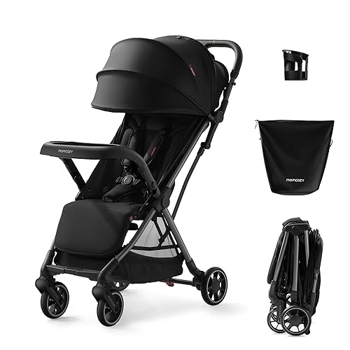 Momcozy ClickGo Lightweight Stroller, Compact Travel Stroller for Airplane with One-Click Fold, Baby Stroller and Toddler Stroller with Large Canopy for Kids from 0 Months, Extendable UPF50+ Canopy - Jamouz