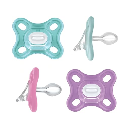 MAM Comfort Baby Pacifier, 100% Lightweight Silicone, Sterilizer Case, Girl, 0-3 Months, 2 Count (Pack of 1) - Jamouz