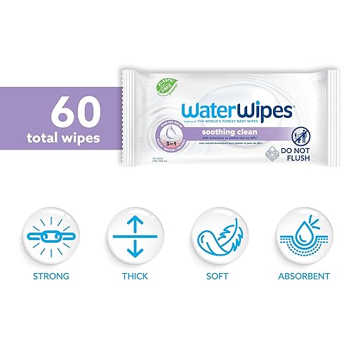 WaterWipes Soothing Clean Baby Wipes, 99% Water-Based Formula with Botanical Extract to Soothe & Protect Skin, Unscented & Hypoallergenic, 360 Count (6 Packs) - Jamouz