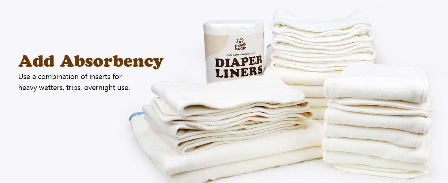 Mama Koala absorbent breathable diaper inserts,cloth diaper liners,reusable liners for baby diapers