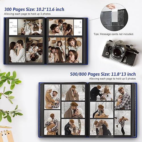 Popotop Photo Album 4x6 300 Pockets with Leather Hardcover Cover, Small Photo Album Holder Book with 50Pcs Pages for Family Travel Wedding Baby Gifts - Jamouz