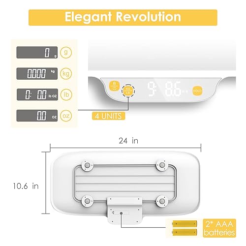 Digital Pet Scale, Baby Scale, with 3 Weighing Modes(kg/oz/lb), Max 220 lbs, Capacity with Precision up to 0.02lbs, White, Suitable for Infant, Puppies, Mom - Jamouz
