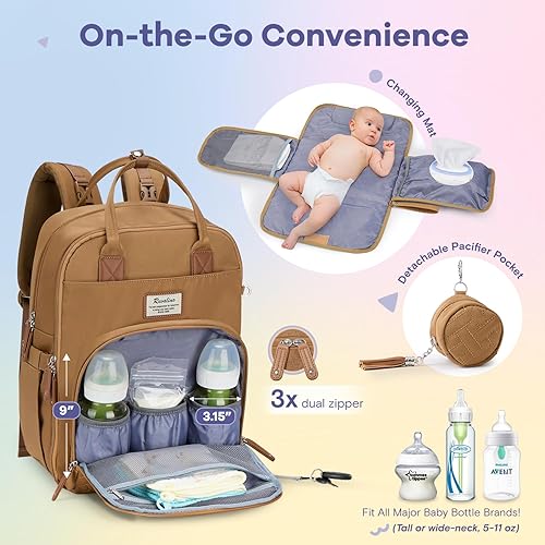 RUVALINO Diaper Bag Backpack, Multifunction Travel Pack Maternity Baby Changing Bags, Large Capacity, Waterproof, Black - Jamouz