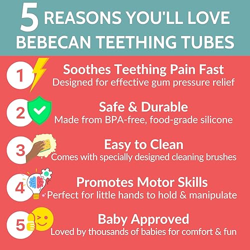 Teething Sticks for Babies 0-36 Months - Super Soft Silicone Teethers in 6 Vibrant Colors, Infant Teething Relief, Multicolored Teething Tubes Baby Gift Teethers - Jamouz