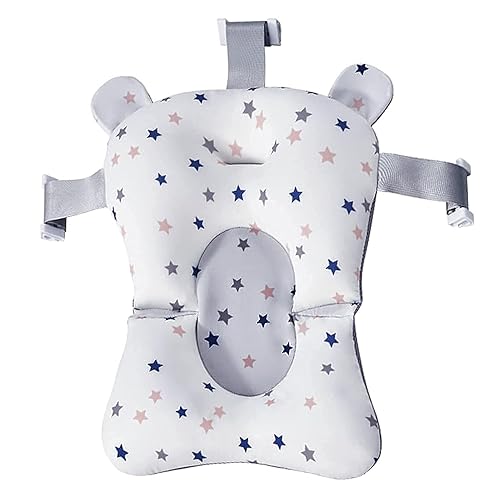 Baby Bath Pad, Breathable Soft Baby Bathtub Mat, Adjustable Nonslip Newborn Toddler Bath Cushion, Comfortable Baby Bath Skin Friendly Bathtub Floating Pad for 0 12 Months Infant（Star） - Jamouz