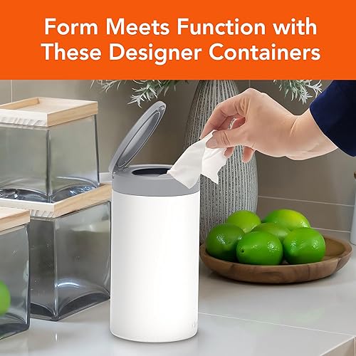 Spectrum Disinfecting Wipes Container with Push Button Lid - Refillable Dispenser for Bathroom, Kitchen, Classroom, Countertop, & Home - Stainless Steel & Rust-Resistant Disinfectant Wipes Holder - Jamouz