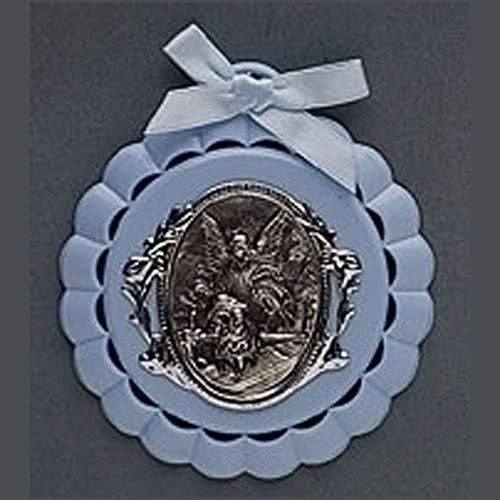 Roman Giftware Inc., Children's Gifts, New Baby, 4.25' H Blue Cradle Medal,Religious, Inspirational, Durable (4x1x4) - Jamouz
