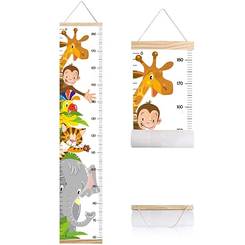 Animals Growth Chart for Kids, Baby Height Chart, Canvas Height Measuring Rulers for Boys Girls (Animals 1) - Jamouz