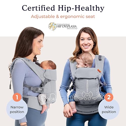 Beco Baby Carrier Gemini Newborn to Toddler-Front, Back and Hip Seat Carrier,Baby Carrier Backpack & Baby Front Carrier with Adjustable Seat,Ergonomic Baby Holder 7-35lbs (Grey) - Jamouz