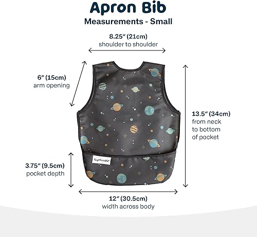 Tiny Twinkle Mess Proof Baby Bib - Waterproof Toddler and Baby Apron Bib - Machine Washable - PFAS and BPA Free - Jamouz