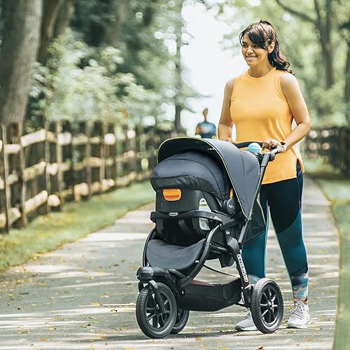 Chicco Activ3 Jogging Stroller Travel System, Includes Chicco KeyFit 30 Infant Car Seat with Base, Lightweight Aluminum Frame, Stroller and Car Seat Combo, Baby Travel Gear | Solar/Grey - Jamouz