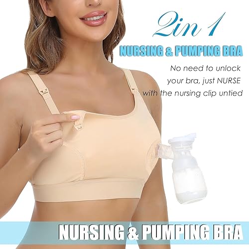 Hands Free Pumping Bra Hands-Free Breast Pump Bra Nursing Bras for Pumping Adjustable Breast-Pumps Holding and Nursing Bra (Black, Large) - Jamouz