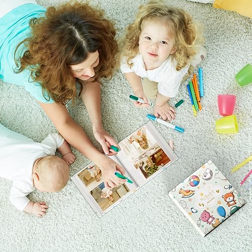 Baby Photo Album 4x6 200 Pocket with Writing Space, Cute Pattern Keepsake Gifts for Baby Boy Girl and New Parents Newborn Toddler - Jamouz