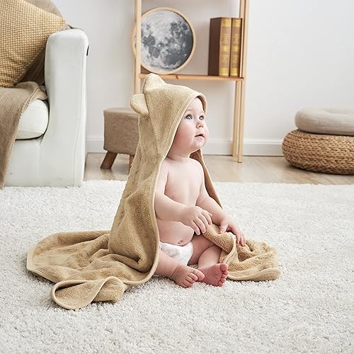 Toddler Bath Towel - Viscose from Bamboo & Cotton Blend for Delicate Skin - Super Soft Thick 600GSM - Ideal Toddler Boy and Girl Bath Essentials 35'x35' Bath Towel - Baby Towel with Hood - Jamouz