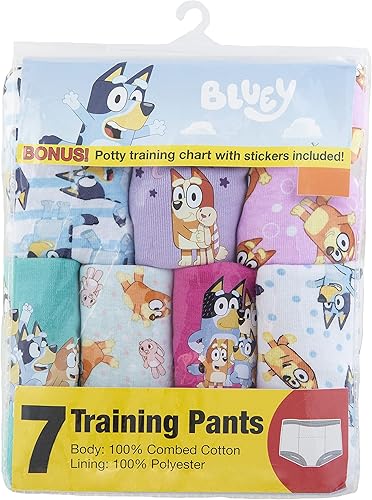 Bluey Unisex Baby  Exclusive 7-Pack Potty Training Pants with Stickers and Success Chart, Sizes 18 M, 2t, 3t & 4t - Jamouz
