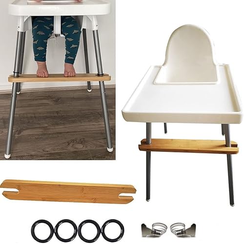 High Chair Footrest, Adjustable Height Natural Bamboo Baby Highchairs Pedal, Suitable for IKEA Antilop High Chair Footstool - Jamouz