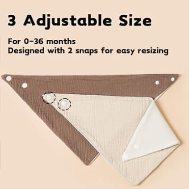 Susurration Muslin Baby Drool Bibs 6Pack Soft Triangular Adjustable Baby Bandana Bibs for Unisex Baby Girls & Boys - Jamouz