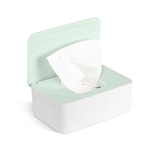 Diaper Wipes Dispenser Baby Wipes Case, Baby Wipe Holder Keeps Wipes Fresh, Non-Slip, Easy Open & Close Wipe Container Green - Jamouz