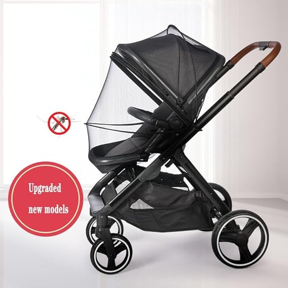 Baby Stroller Mosquito Net Universal Breathable Stroller Canopy Cover with Mosquito Netting for Infant Toddler Pushchair (Black) - Jamouz