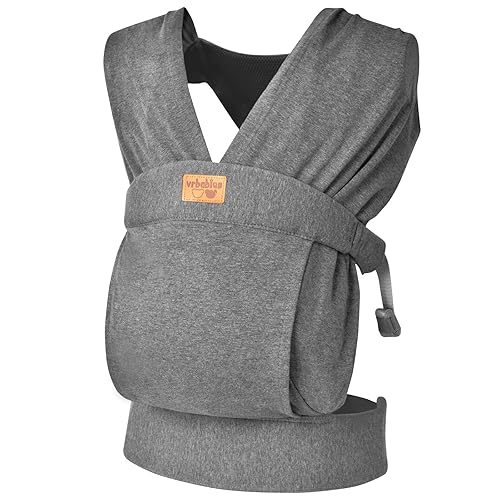 Baby Wraps Carrier Newborn to Toddler, Kangaroo Baby Easy Wearing Wrap, Adjustable Soft Baby Holder Front Chest Sling Carriers Perfect Baby Infant Essentials Gifts (Striped Grey, Cotton) - Jamouz