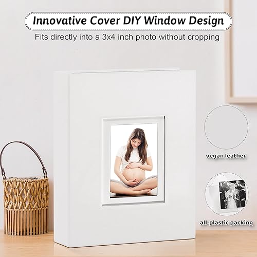 Popotop Photo Album 4x6 300 Pockets with Leather Hardcover Cover, Small Photo Album Holder Book with 50Pcs Pages for Family Travel Wedding Baby Gifts - Jamouz