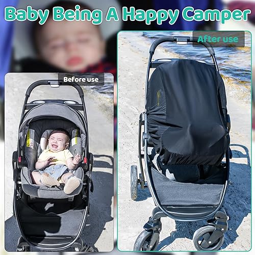 Stroller Sun Shade Cover Baby Car Seat Carrier Sunshade Pram Stroller Shade-Dark Shade Cut 96% UV Rays - Jamouz